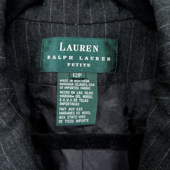 Lauren Ralph Lauren Wool Blazer Size 12P Womens Jacket Gray Pinstriped - Picture 7 of 13